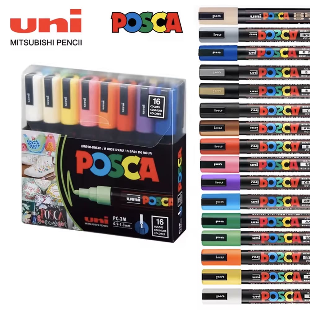 Маркери POSCA PC-3M, 0.9–1.3 мм — набір 16 кольорів Маркери POSCA PC-3M, 0.9–1.3 мм — набір 16 кольорів - Зображення 1