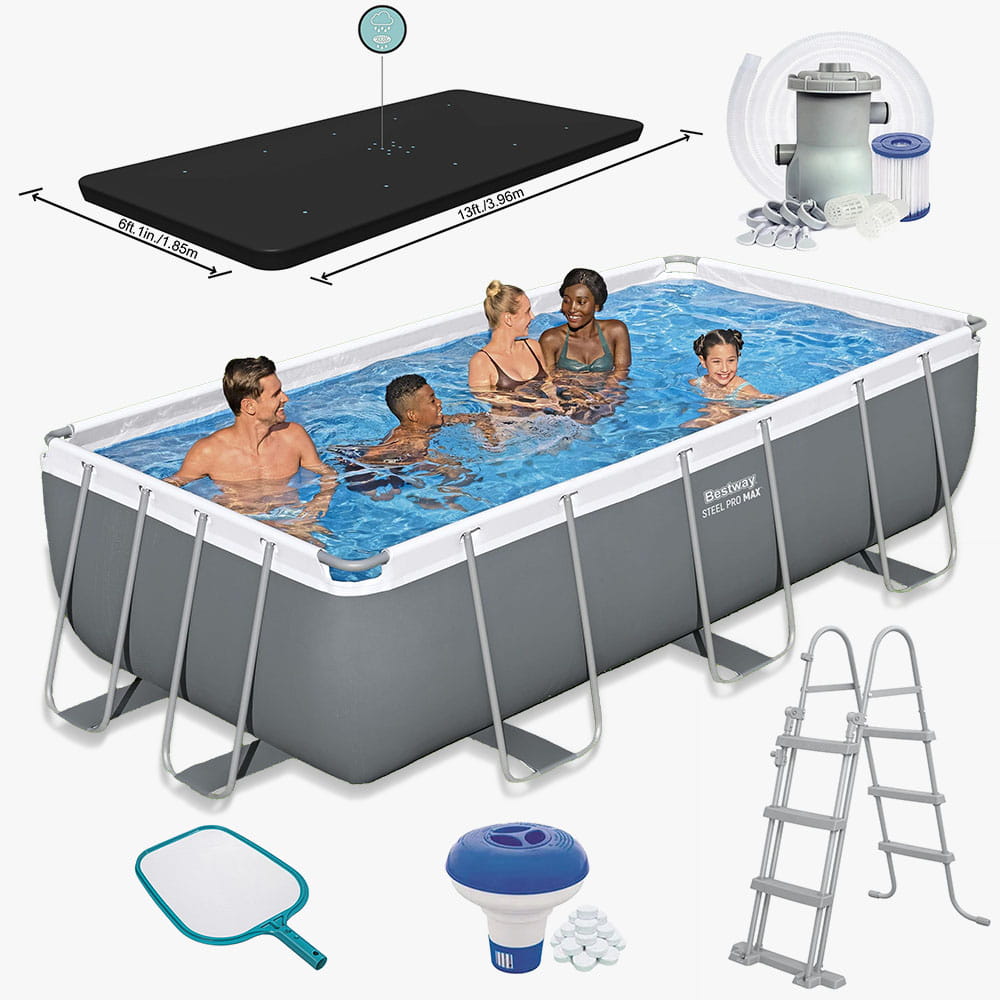 Прямокутний каркасний басейн Bestway 56441 Power Steel™ (404 х 201 х 100 см) — Професійний комплект з фільтрацією та доглядом Прямокутний каркасний басейн Bestway 56441 Power Steel™ (404 х 201 х 100 см) - Зображення 1