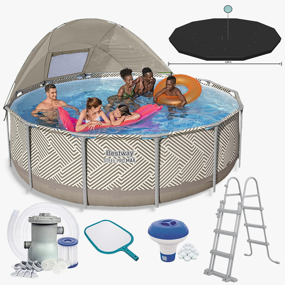 Каркасний басейн Bestway 561FY Steel Pro MAX™ (396 х 107 см) — Набір «Комфорт та Захист» із сонцезахисним навісом Каркасний басейн Bestway 561FY Steel Pro MAX™ (396 х 107 см) — Набір «Комфорт та Захист» із сонцезахисним навісом - Зображення 1