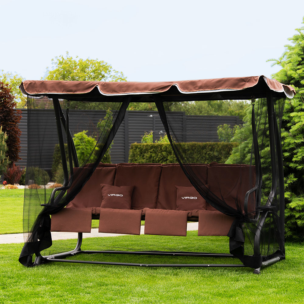 4-місна садова гойдалка-ліжко Virgo Garden Luxury Brown 4-місна садова гойдалка-ліжко Virgo Garden Luxury Brown - Зображення 1